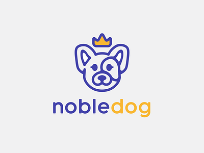 Logo Challenge - NobleDog animal logo blue blue and yellow crown logo dog dog illustration dog logo doggy flat logo noble pup simple simple logo