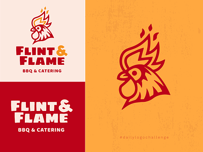 Daily Logo Challenge - Flint & Flame barbeque barbeque logo bbq bbq logo branding dailylogochallenge fire fire logo flint flint and flame logochallenge red restaurant app restaurant brand restaurant branding restaurant logo rooster rooster logo texture yellow