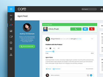 Daily UI #04 - Call Center Agent Feed blue call center dashboard feed graphic design profile social feed software ui ux