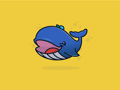Happy Whale Logo animal animal logo blue logo cute fun logo illustration kids logo whale