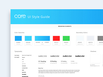 Daily UI #10 - Core Interact Style Guide branding branding guide color palette design system elements navigation style guide styles toolkit ui