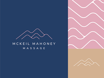 Mckeil Mahoney Massage blue branding calm gold logo massage massage logo mountain mountain logo pink