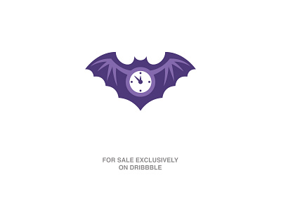 Bat Time Logo for Sale Exclusively bat and clock bat logo bat time logo branding cartoon cute for sale illustration inspiration logo logo inspiration sell simple time logo