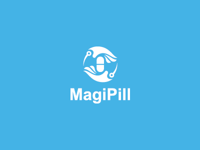 Magic Pill Logo Dribbble blue care charity community foundation health logo magic medical pill