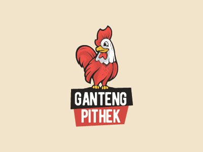 Pithek Ganteng chick chicken cock food fried chicken hen logo roos rooster