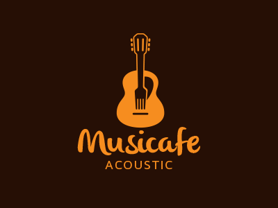Music Cafe Logo accoustic food guitar logo inspiration music logo restaurant