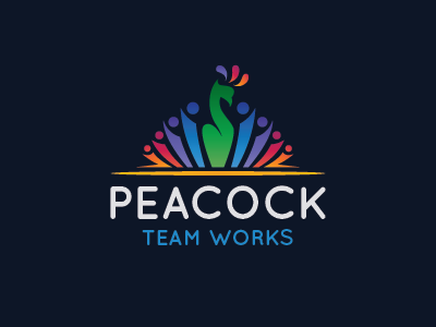 Peacock Logo colorful communication community human office partner peacock solution success team technology work