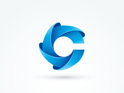 Letter C Logo blue c logo circle fan icon initial letter c modern wave