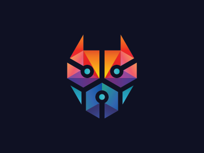 Tech Dog Logo colorful dog logo geometric logo inspiration network pet