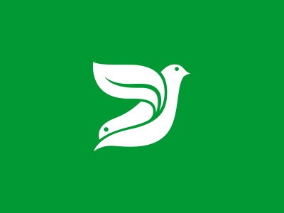 Twin Bird Logo bird birds dove eco fly flying green identity leaf logo pigeon swallow