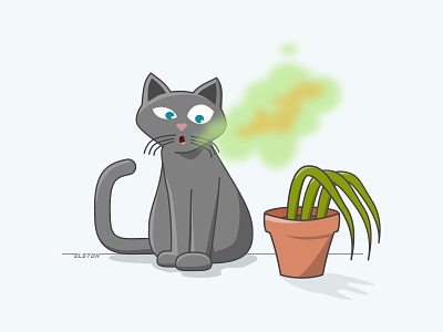 Stank Kitty Breath cat illustration plant veterinarian