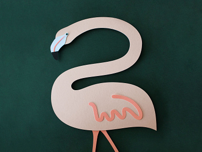 2 — Flamingo 2 36 days of type animal bird cut flamingo green handmade jungle book numbers paper art papercraft pink two type typography zoo