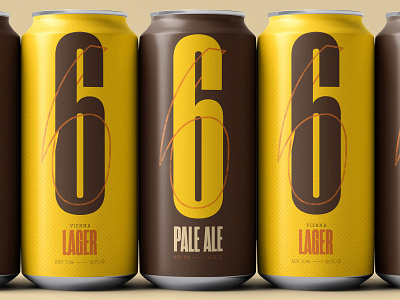 SIX Pack 36 days of type 36daysoftype 6 beer beer can branding branding and identity brown design mockup number packaging palette type typography warm yellow