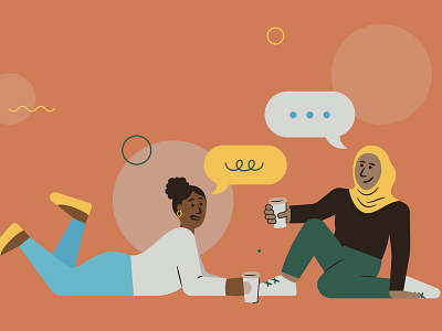 Friends WIP black body brown coffee color diversity friends hijab hijabi illustration portrait vector wip women