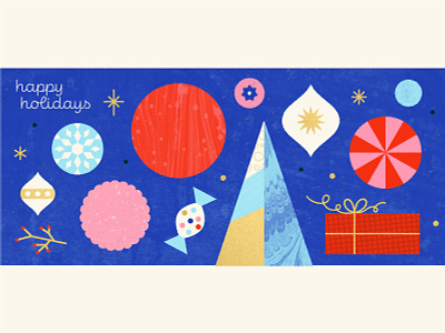 Happy Holidays ❄️ adobe illustrator banner blue bright candy card christmas flat happy holidays illustration inclusive merry new years ornament present season texture vector winter