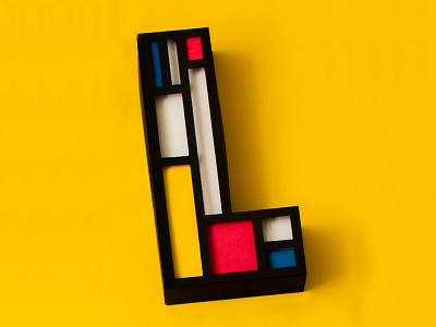 L — 36 Days of Type 36 days of type l lettering mondrian mondrianism paper papercraft primary colors shadows type typography yellow