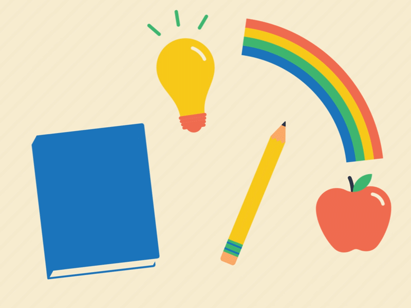 Juggling your Education after effects aftereffects animated gif animation college education flat design gif illustration illustrator motion design rainbow school vector