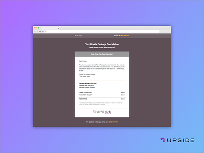 Cancellation Email Template for Upside Travel booking cancellation email email template htmlcss refund sketch travel