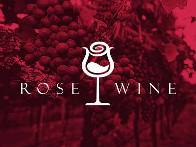 Rose Wine - Vineyard branding grapes graphic design logo rose vineyard wine