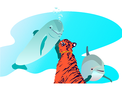 Tiger art big cat design dolphins gradient illustration tiger vector