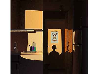 Morning art illustration kitchen morning shadow vector