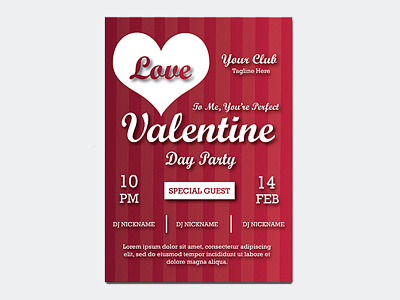 Valentine Party Day Template creative design design illustration illustrator photoshop print flyer valentine day valentine party flyer