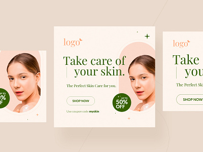 Skin Care Google Ad Banners ad adbanner banners beauty commercial discount free google offer instagram makeup marketing psd retail salon skin care spa ui wellness woman xd