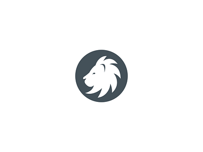 lion circle design flat graphic icon king lion lion head logo mark negative space round vector