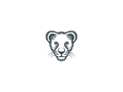 Lion cub cub design flat graphic icon lion lion cub lion head logo mark negative space vector