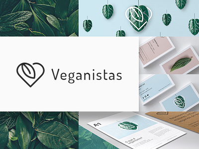 Veganistas app branding heart identity leaf logo logotype symbol typography vegan visual identity