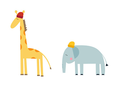 Giraffe + Elephant elephant giraffe illustration