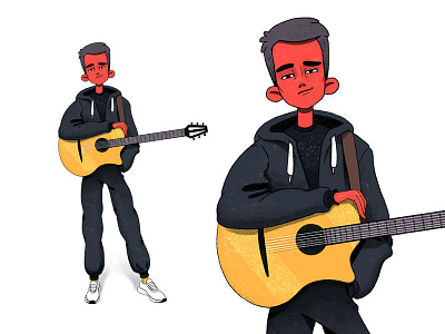 Guitarist Character boy character character design graphics guitarist illustration music sketch