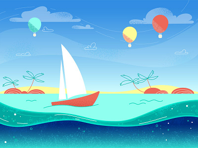 Island Sailing Boat boat flat design illustration island motion design motion graphics sea summer