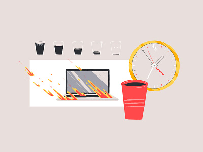 Overload animation art coffee design digital icon icon design illustration laptop work workplace