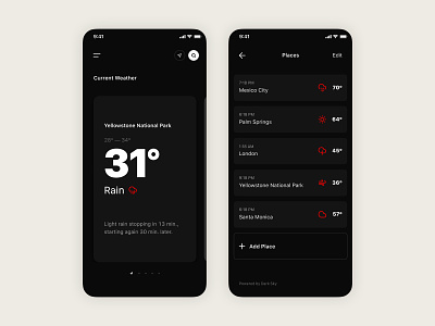 Weather app — revised app ui branding dark mode ios ios app ios app design product design weather weather app