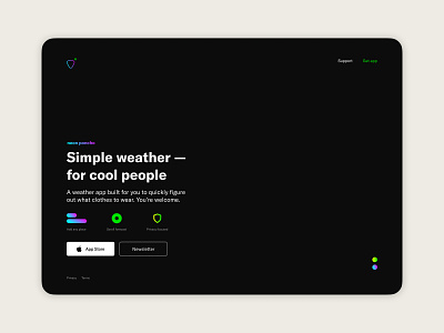 Weather app — Landing page concept (3 of 3) app landing page ios app landing page product design visual design weather app