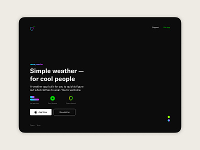 Weather app — Landing page concept (3 of 3)