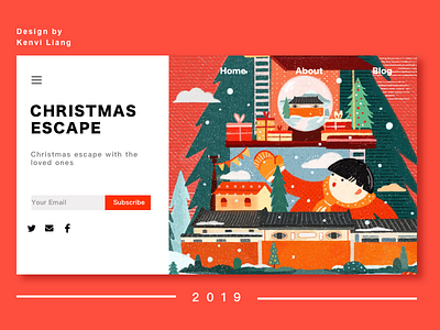 Christmas escape web landing page header illusration landing page ui web design 插图