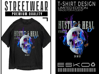 Streetwear Butterflie & Burning Skull T-shirt Design costum design graphic design graphics streetweer t shirt design