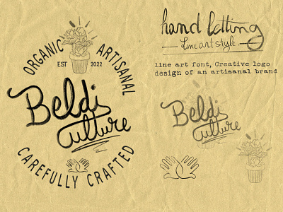 line art vintage logo "Beldi Culture" calligraphy design line art logo retro font text