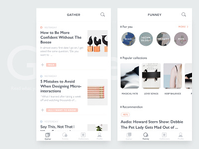 Gather － Read what you want／1 app font fresh gillsans grey simple typography ui white