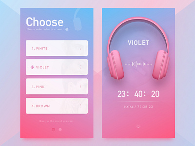 Ui Practice app blue concept headphone music pink time ui