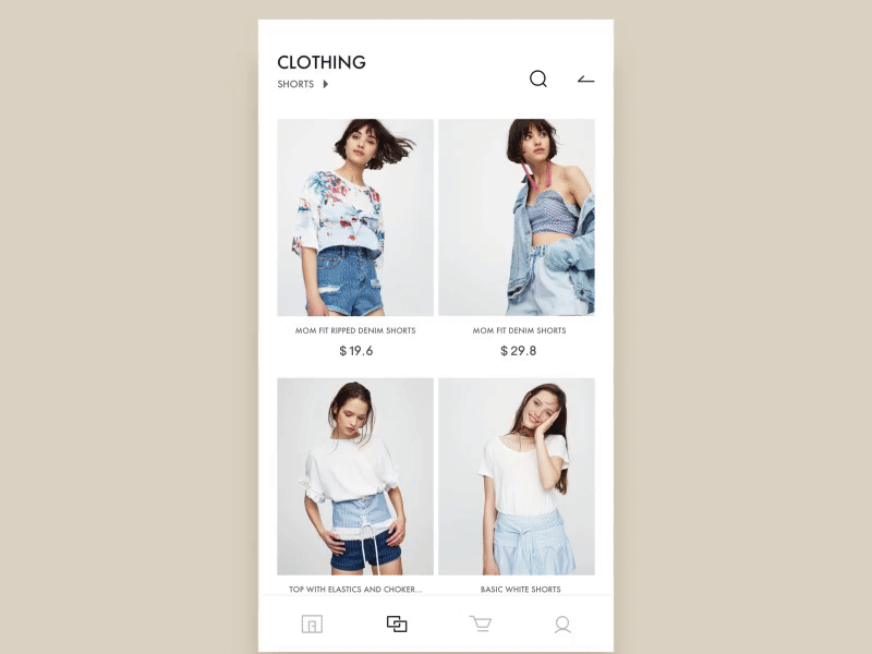 daily practice animation clothing interaction pullandbear shopping ui ux