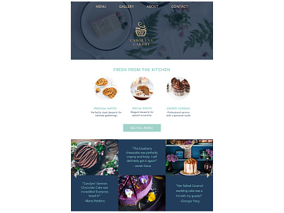 Carolyn's Cakery Landing Page cakery cupcake home page landing page