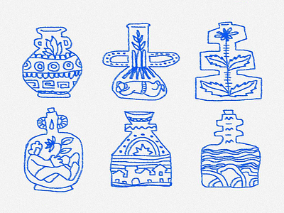 Amphoras ceramics design illustration pattern plants texture vase