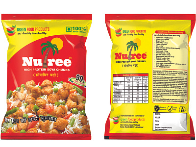 Nutree High Protein Soya Chunks branding design graphics design packaging pouch design