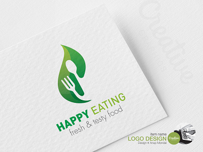 Happy Eating Leaf Logo Design