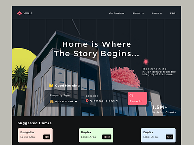 VYLA HOMES branding design graphic landing page real estate ui web design website