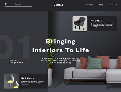 Comfot Interior Website concept branding design illustration interior website landing page web design website
