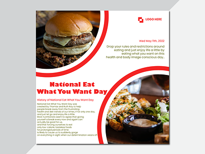 Social Media Design National Eat What You Want Day ad graphic design national eat what you want day social media design temoleat